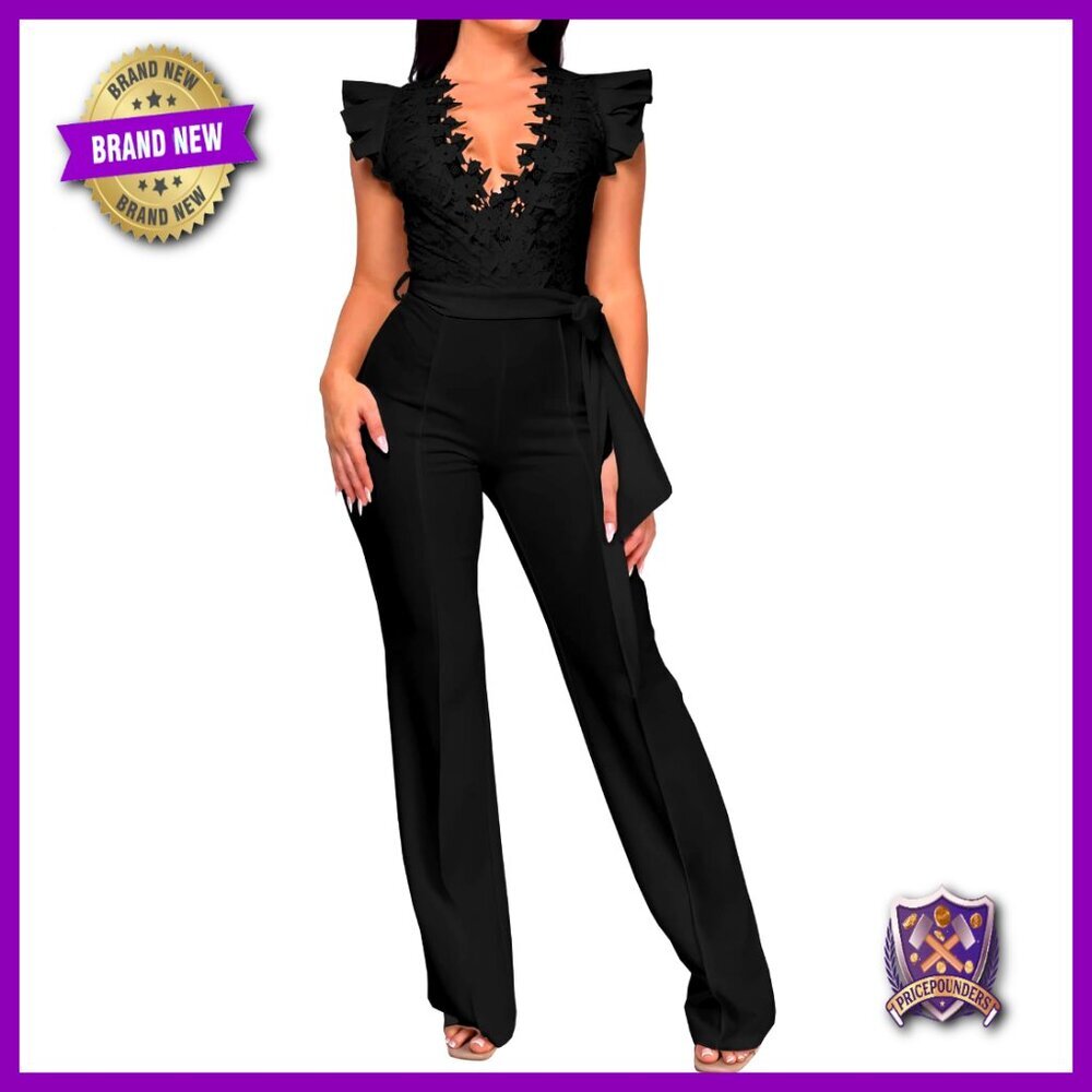 Plus Size Jumpsuit with Back Zipper Wide Leg Romper Short Sleeve Mid Waist
